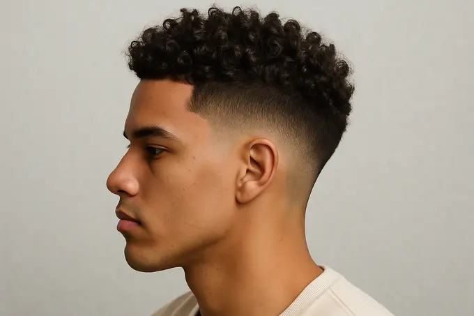 High Taper Fade Curly Hair
