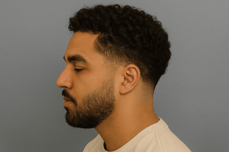 Low Taper Fade on Curly Hair